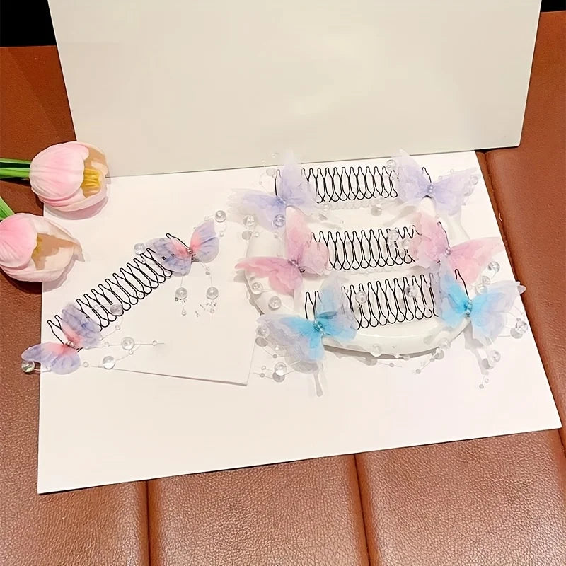 Cute Invisible Butterfly Hair Clip U-Shaped Stretchable Butterfly Hair Clip Qme