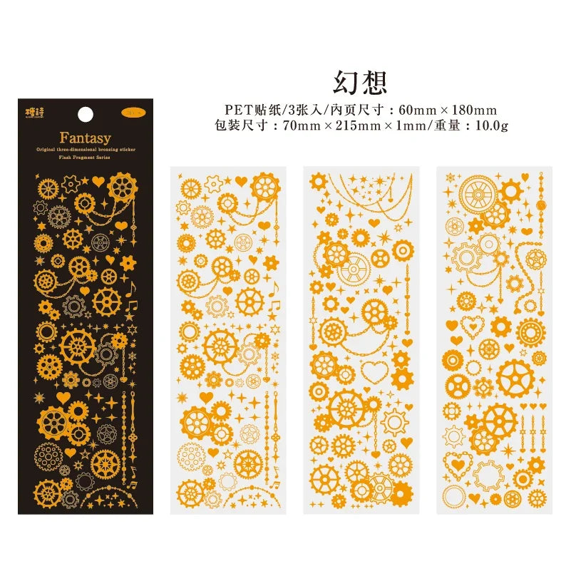 Waterproof Glitter Laser Cartoon Dot Stickers – 3 Pack | DIY Craft Decorative Stickers Qme D