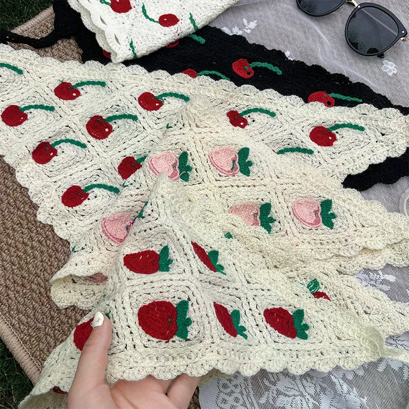 Handmade Crochet Triangle Headband – Strawberry Hair Scarf Crochet Hair Headband Qst