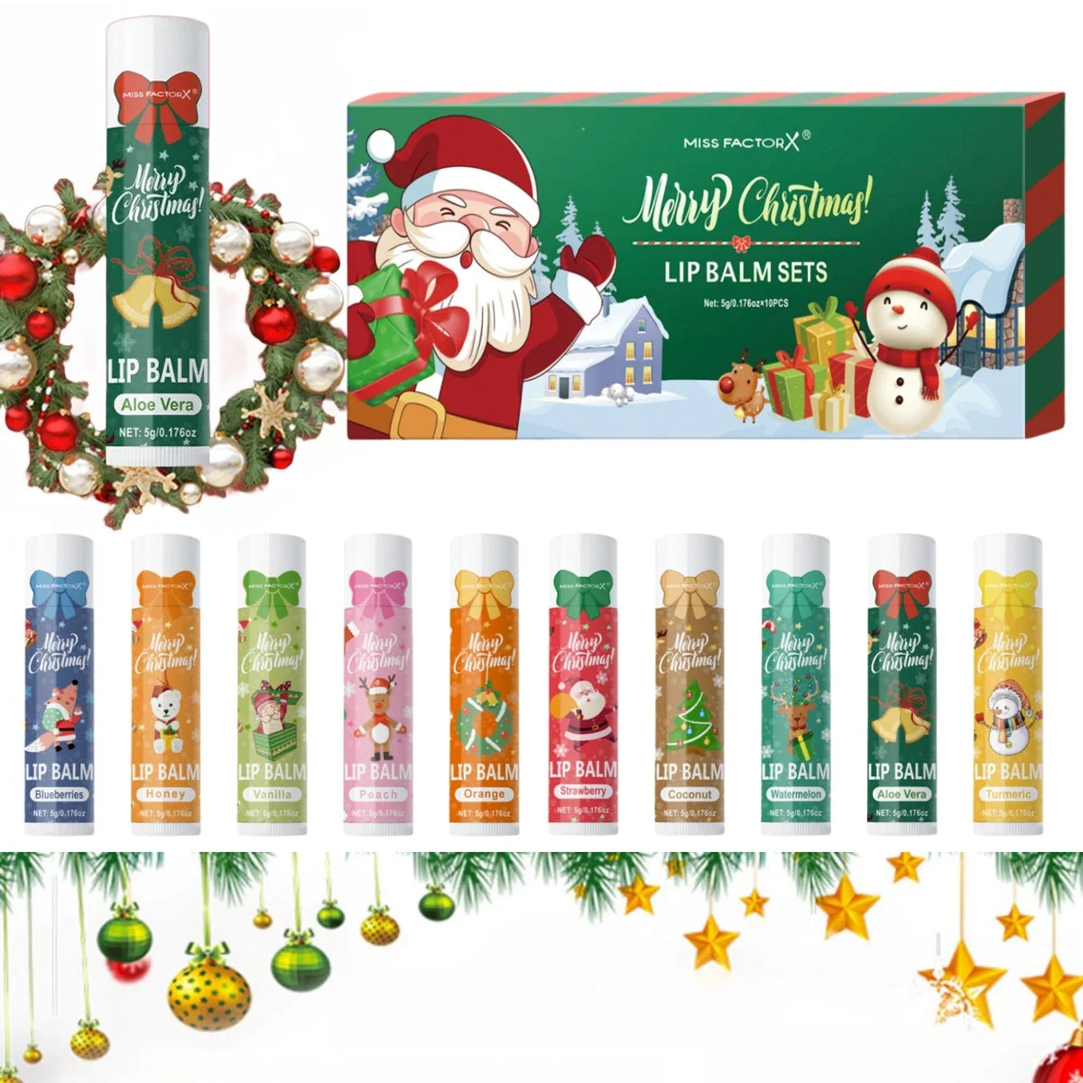 Christmas Lip Balm Gift Box Set – Hydrating & Brightening Lip Balm Gift Set Qme