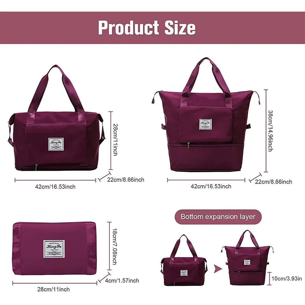 Large Foldable Waterproof Travel Tote Bag – Women's Duffle Foldable Travel Tote Qme