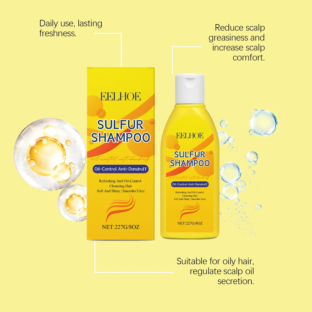Eelhoe Sulfur Shampoo & Shower Gel Set – Oil Control, Deep Clean Shampoo & Body Wash Set Qst