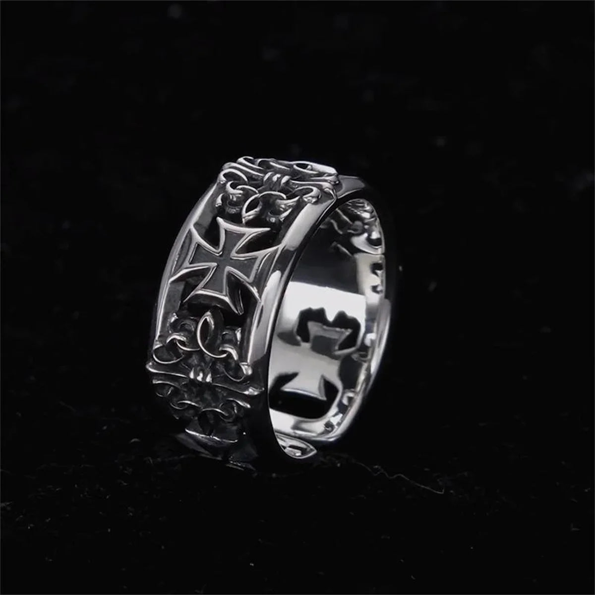 Retro Cross Ring Men's Hip Hop Punk Metal Statement Ring Men's Statement Ring Qme