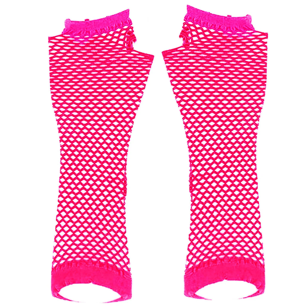 Colorful Fishnet Fingerless Long Gloves | Party & Costume Fingerless Fishnet Gloves Qme