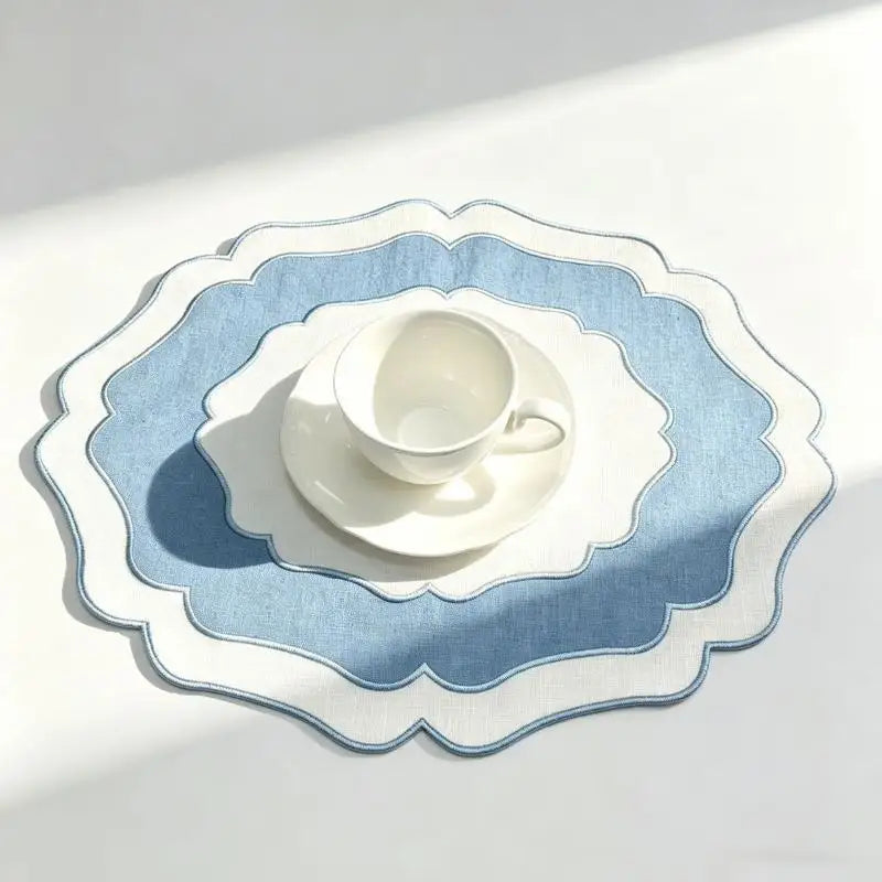 Scalloped Linen Placemat Machine Washable | 6 Colors Linen Placemat Qme A5 1