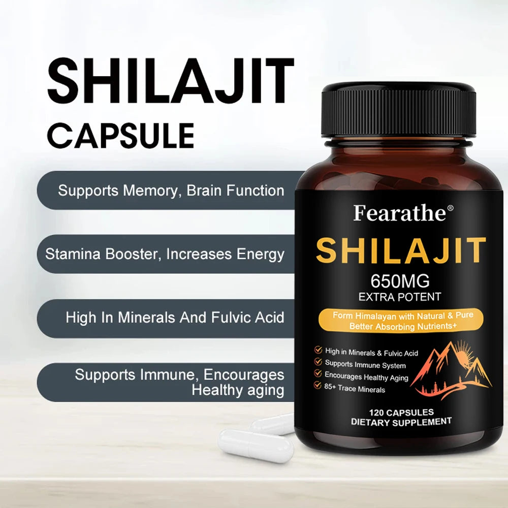 Himalayan Shilajit Capsules with Ginseng & Ashwagandha 60ct Herbal Supplement Qst