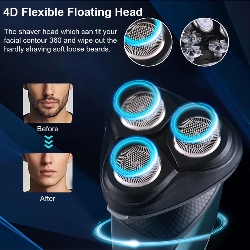 Men's Rechargeable Rotary Electric Shaver – 4D Floating Heads Electric Rotary Shaver Qst