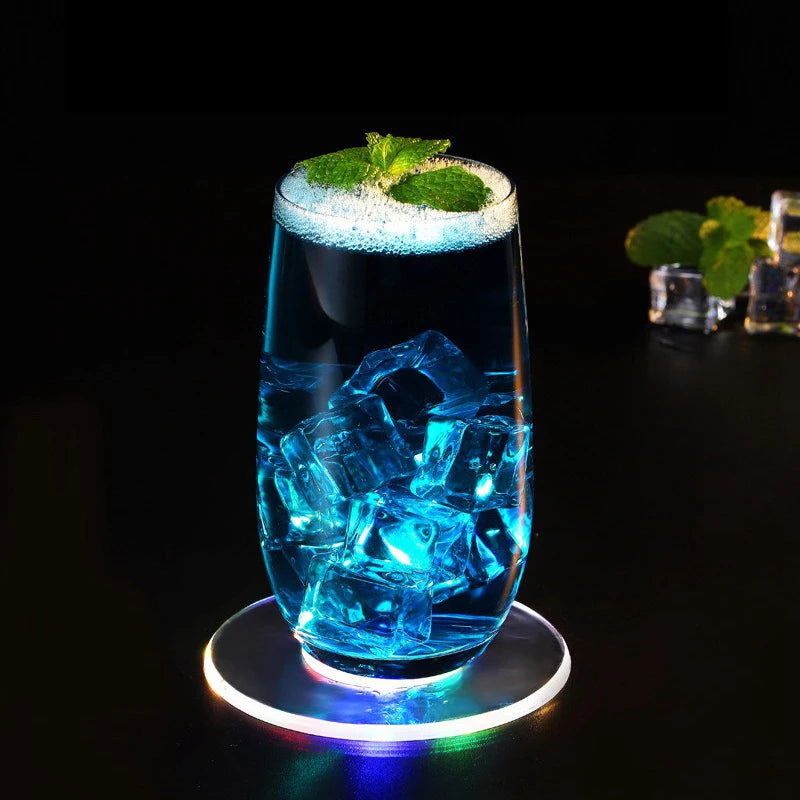 LED Glow Coaster – Colorful Acrylic USB Rechargeable Cup Mat LED Drink Coaster Qst