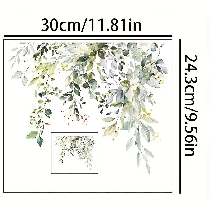 Fresh Plant Flower Leaf Wall Sticker | Bathroom Decor Wall Sticker Decal Qme