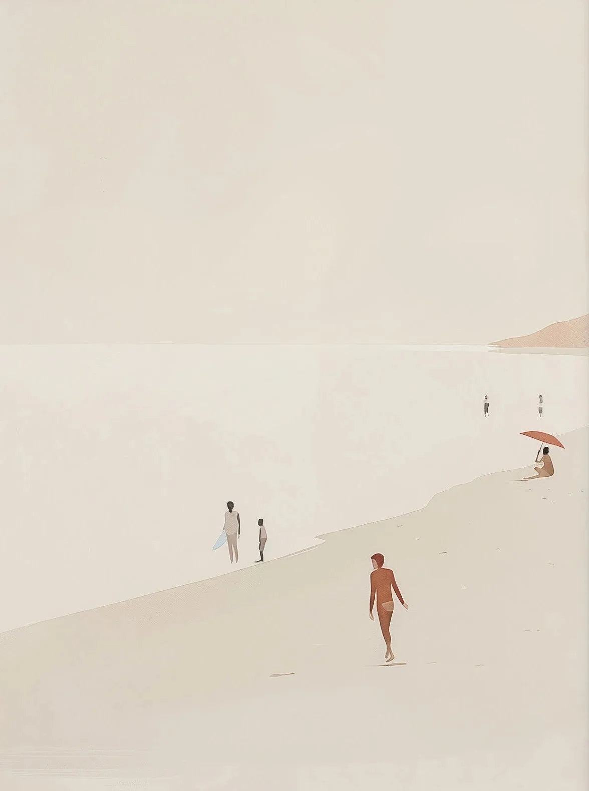 Retro Minimalist Beach Canvas Wall Art – Surf & Swim Poster Canvas Wall Art Qst 8 50x70cm Unframed