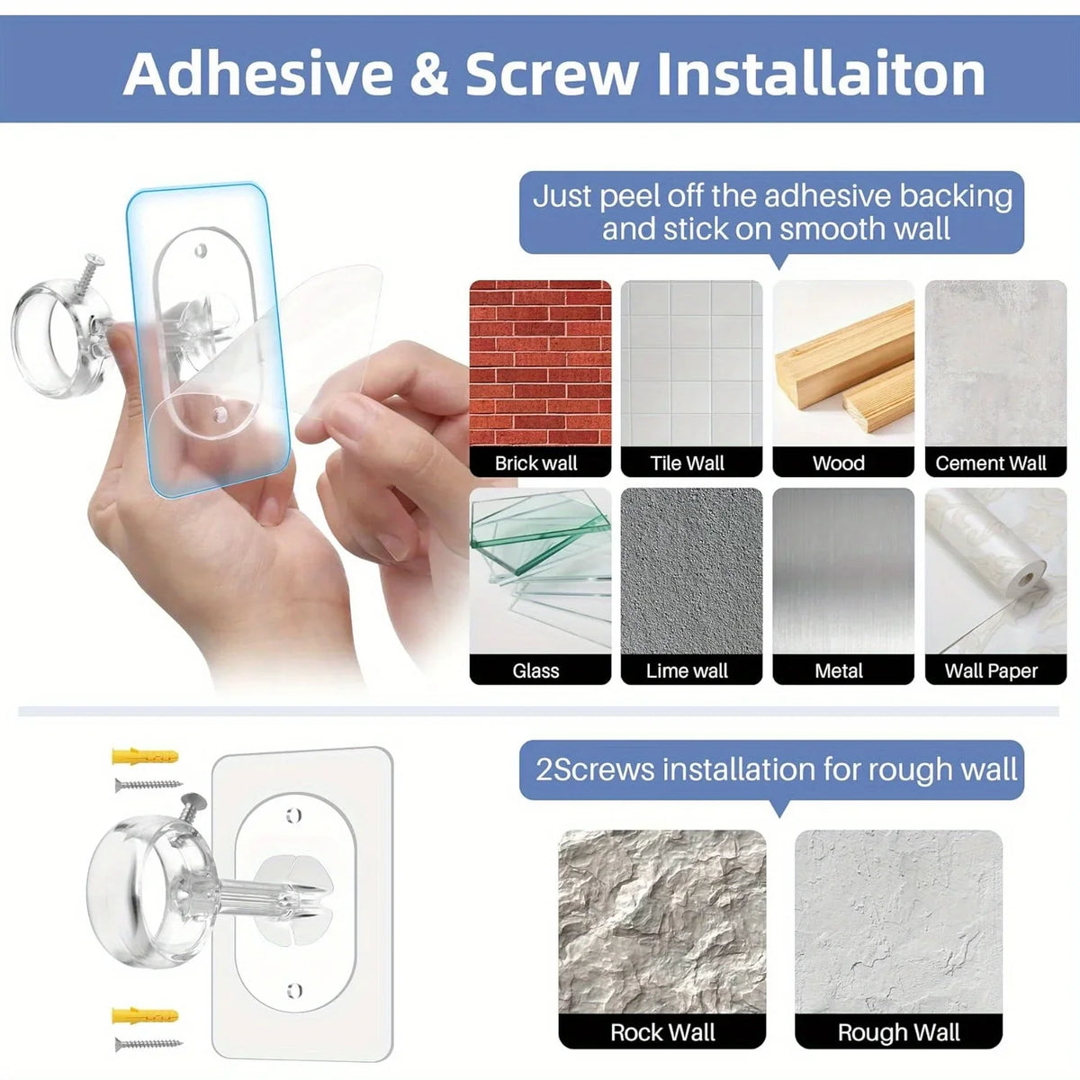 No-Drill Self-Adhesive Ceiling Curtain Rod Bracket | Adjustable Curtain Rod Bracket Qme