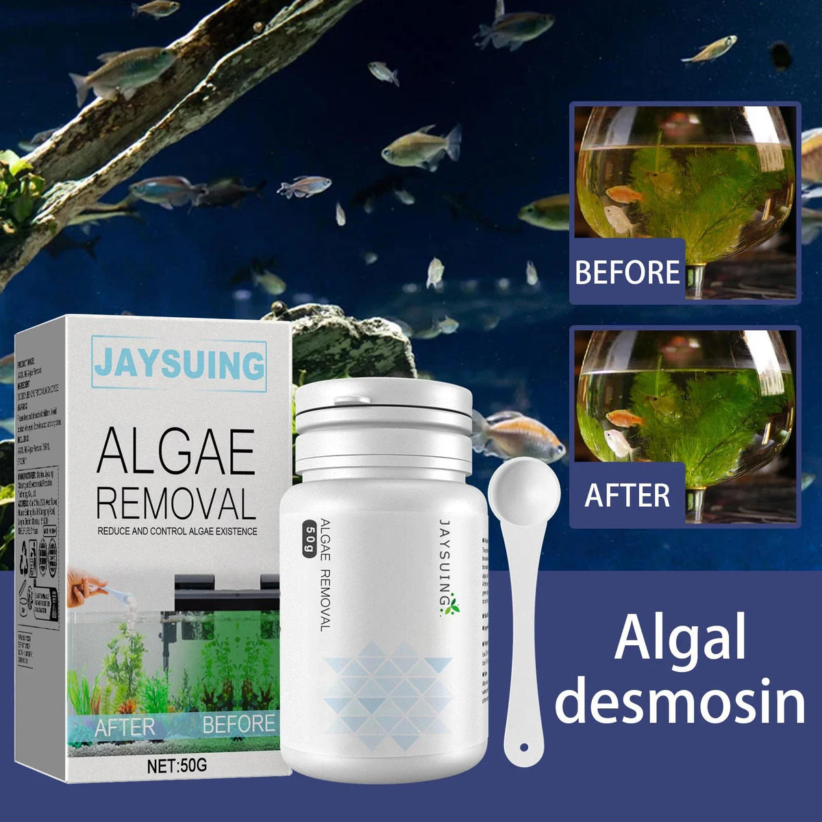 Aquarium Algae & Moss Remover – Clears Green Water Fast Aquarium Water Treatment Qme