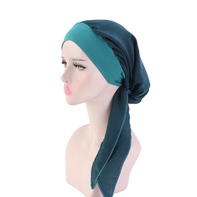 Women's Pre-Tied Turban Head Scarf – Floral Bandana Hat Turban Head Scarf Qst F