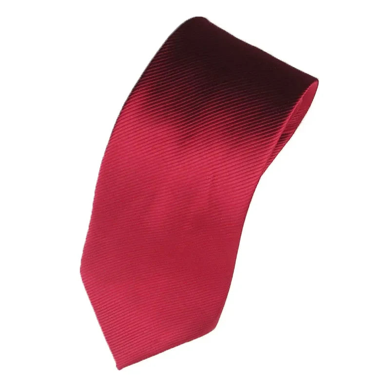 Elegant Red White Stripe Necktie – Polyester, 15 Colors Formal Necktie Qme RT14
