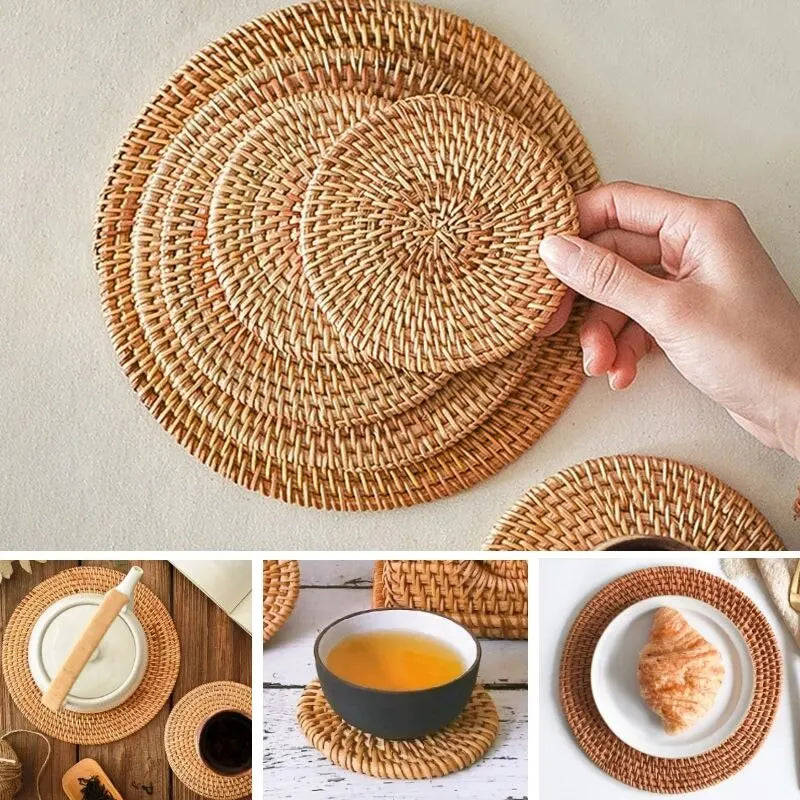 Rattan Woven Coasters & Placemats – Handmade Bowl Pads | Qme Rattan Coasters Qme