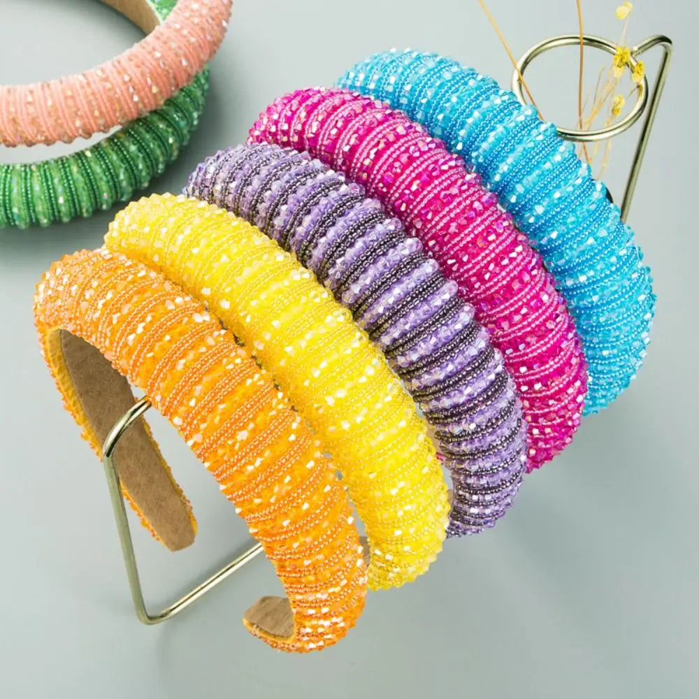 Baroque Crystal Headband – Elegant Beaded Sponge Hair Accessory Crystal Headband Qme