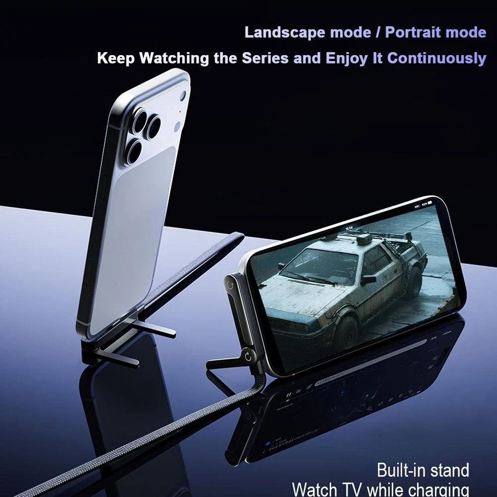 USB-C 240W Fast Charging Cable with Foldable Phone Stand USB-C Charging Cable Qme