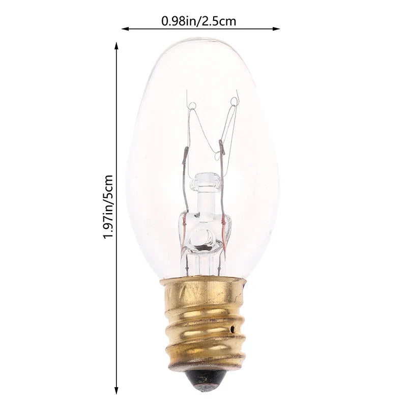 E12 7W Warm Yellow Tungsten Bulb – 120V Candelabra Base Tungsten Light Bulb Qme 1