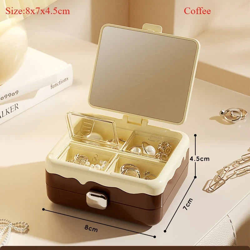 Portable Mini Jewelry Organizer Box – Earrings, Rings & Necklaces Jewelry Storage Box Qme