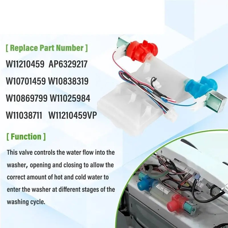 W11210459 Water Inlet Valve for Whirlpool Maytag Kenmore Washer Washer Inlet Valve Qst