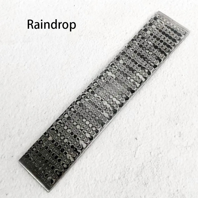 Damascus Steel Knife Billet – DIY Blade Making Raw Material Knife Making Billet Qst 16X3X0.3CM Raindrop 16X3X0.3CM