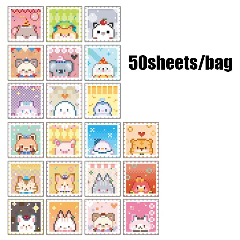 Pixel Coloring Sticker Book – Adorable Pets Theme, 50 Sheets Craft Sticker Book Qme 2