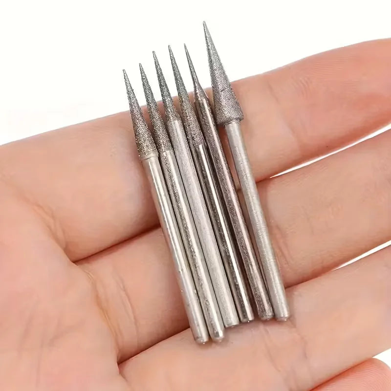 6-Piece Diamond Needle Burr Grinding Heads | Engraving Set Rotary Burr Set Qme