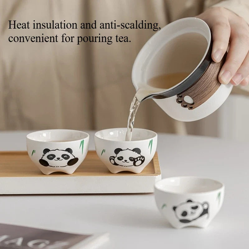 Panda Ceramic Camping Travel Tea Set | Portable Outdoor Camping Tea Set Qme
