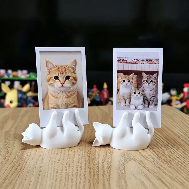 Cat Lying Down Kitten Photo Stand | Mini Desktop Display Holder Desktop Photo Stand Qme