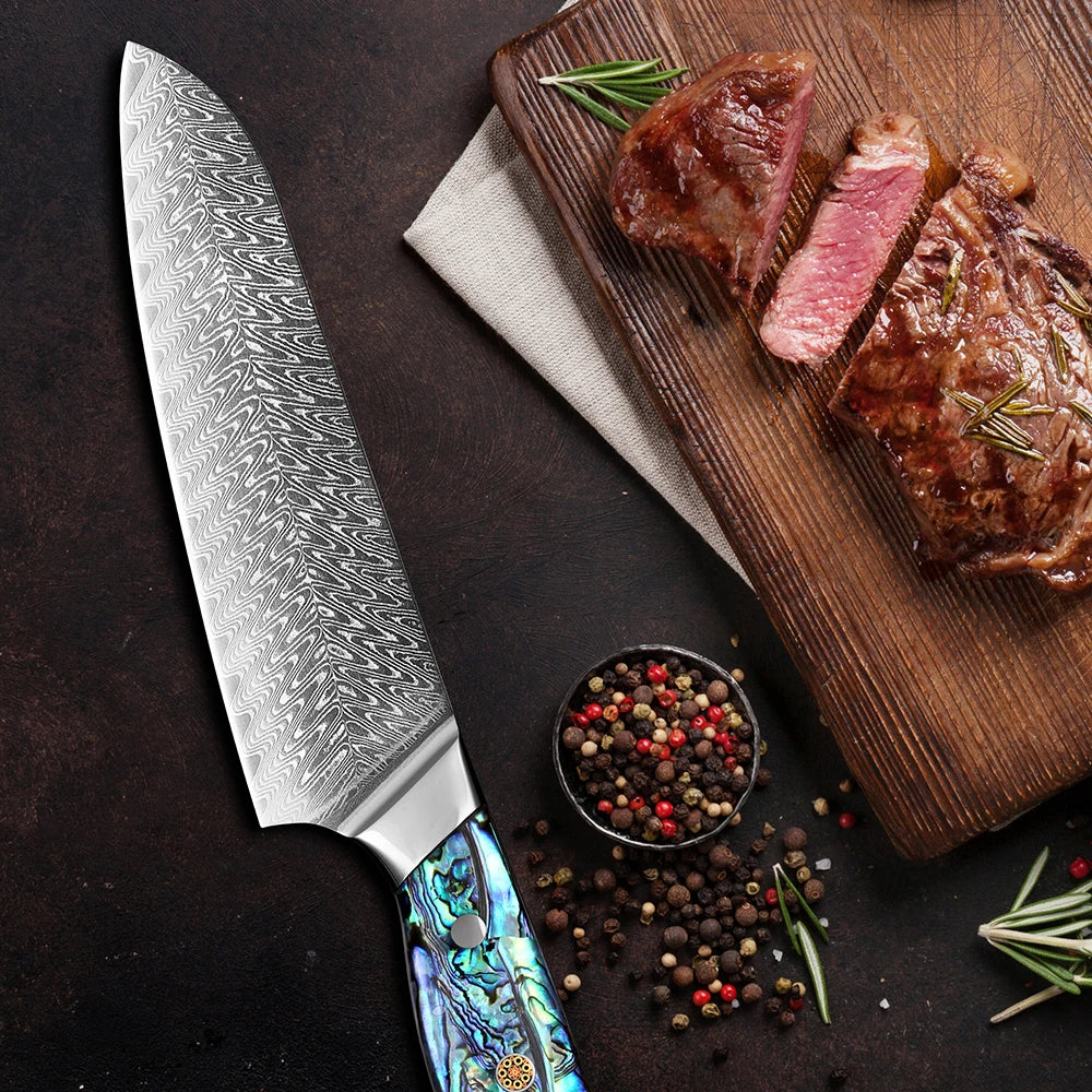 XITUO 7" Damascus VG10 Santoku Knife – Ultra-Sharp Chef Knife Santoku Chef Knife Qst