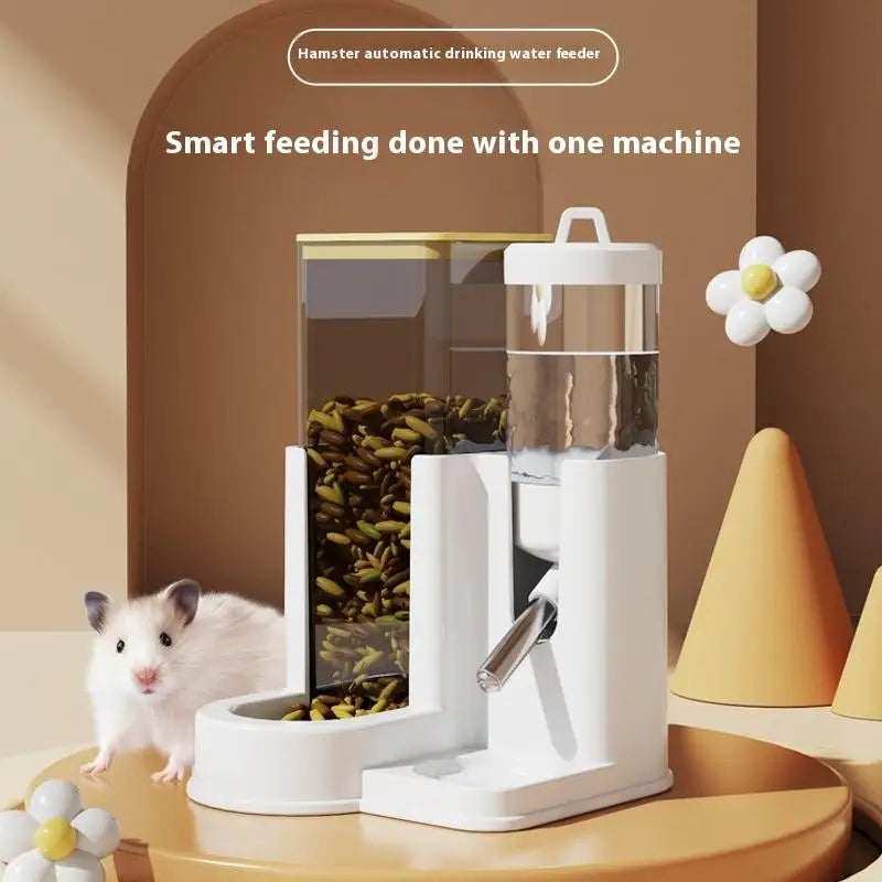 2-in-1 Automatic Hamster Feeder & Leakproof Water Dispenser Pet Feeder Waterer Qst