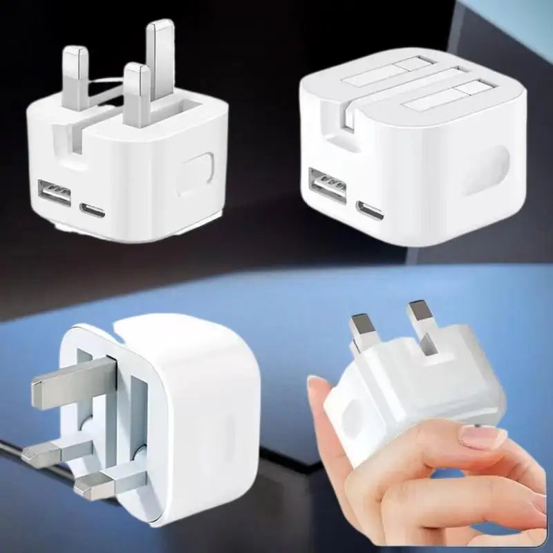 UK GB Plug USB-C Fast Wall Charger 35W PD QC3.0 – White USB-C Wall Charger Qst