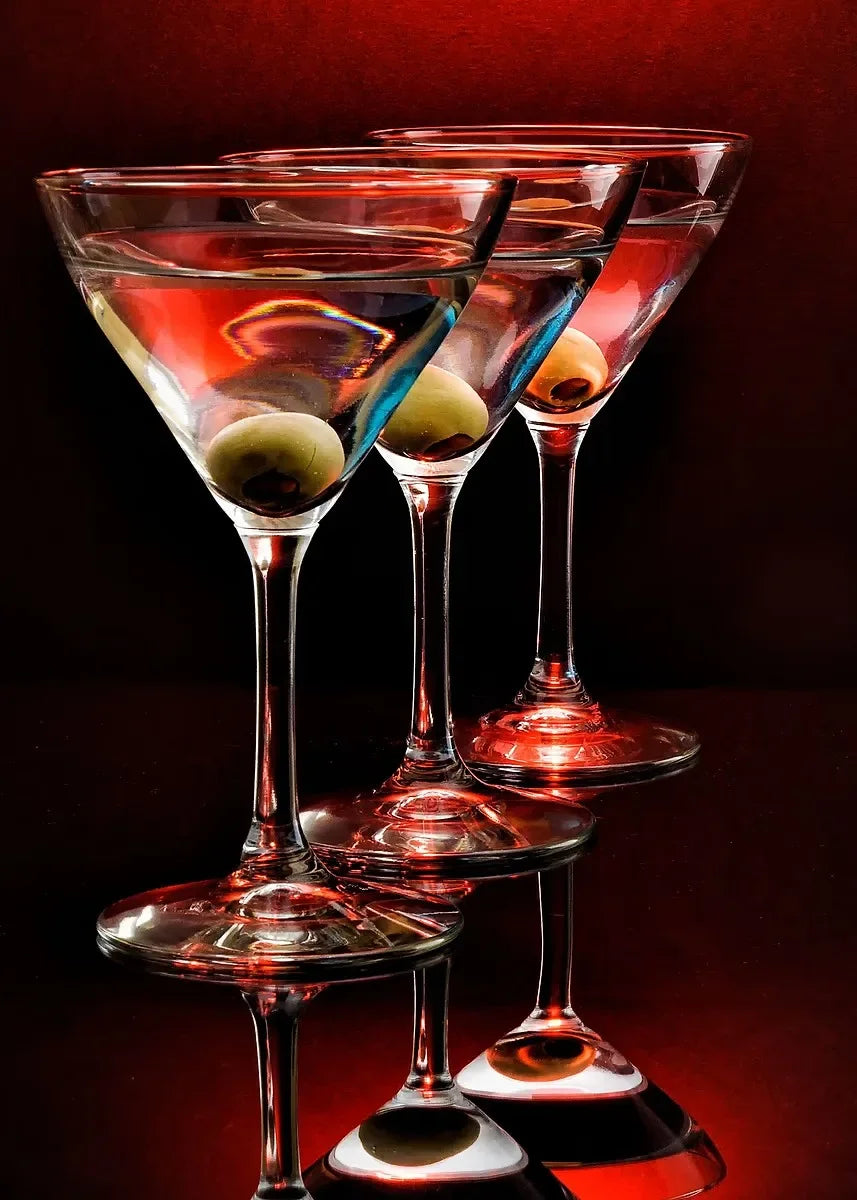 Modern Minimalist Wine & Cocktail Glass Canvas Wall Art Print