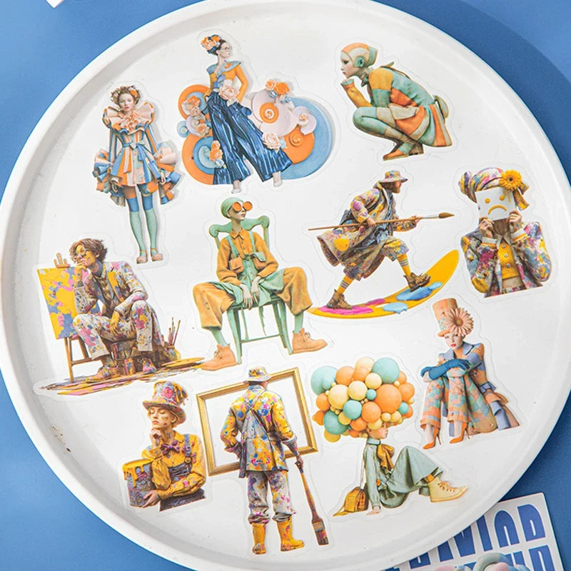 Fantasy Artist Character Stickers – Junk Journaling & Collage Craft Craft Sticker Pack Qme