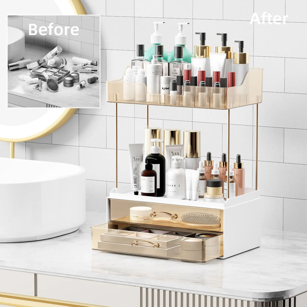 Luxury Cosmetics Storage Box – Desktop Makeup Organizer Rack Makeup Organizer Rack Qst