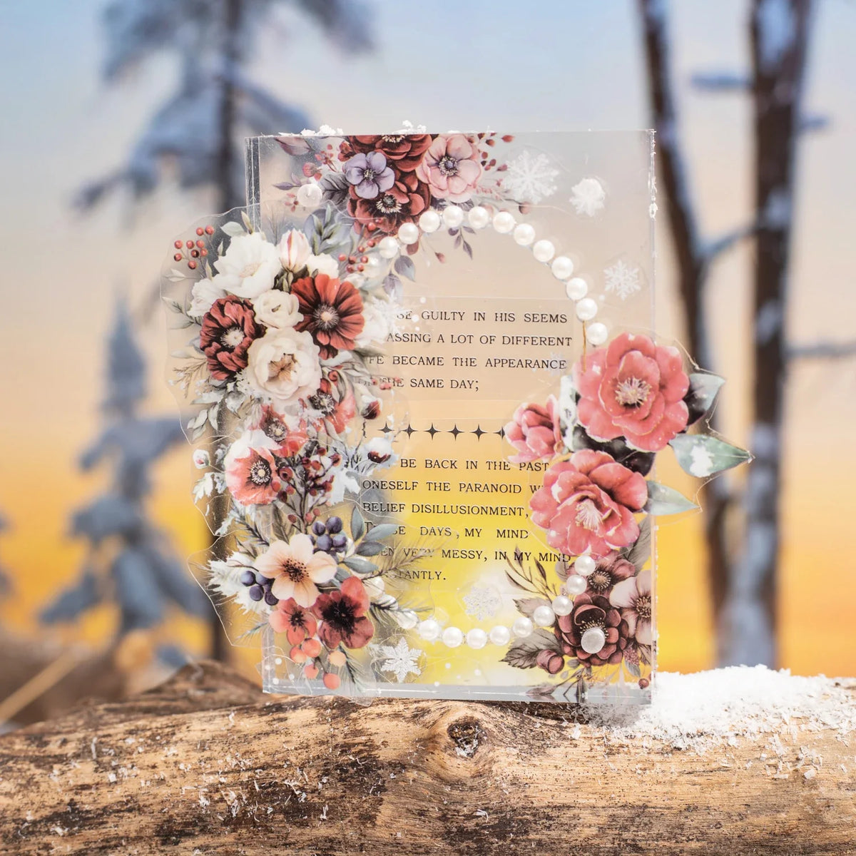 Winter Floral PET Die-Cut Tape – Journal, Diary & Scrapbook Decorative Craft Tape Qme