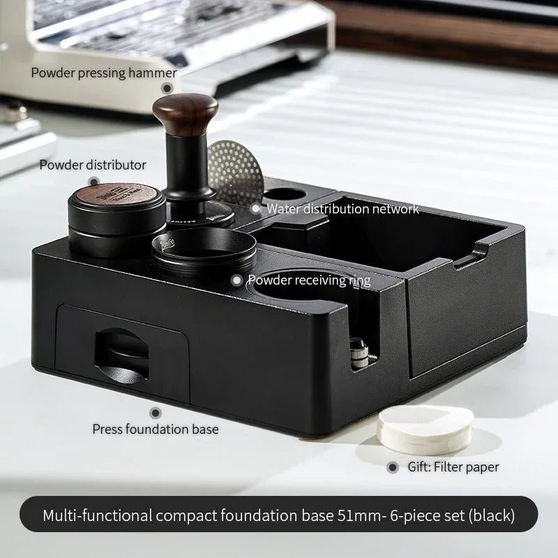 Bincoo 51–58mm Tamper Station & Portafilter Holder | Barista Kit Espresso Tamper Station Qst 51MM black 6pcs set