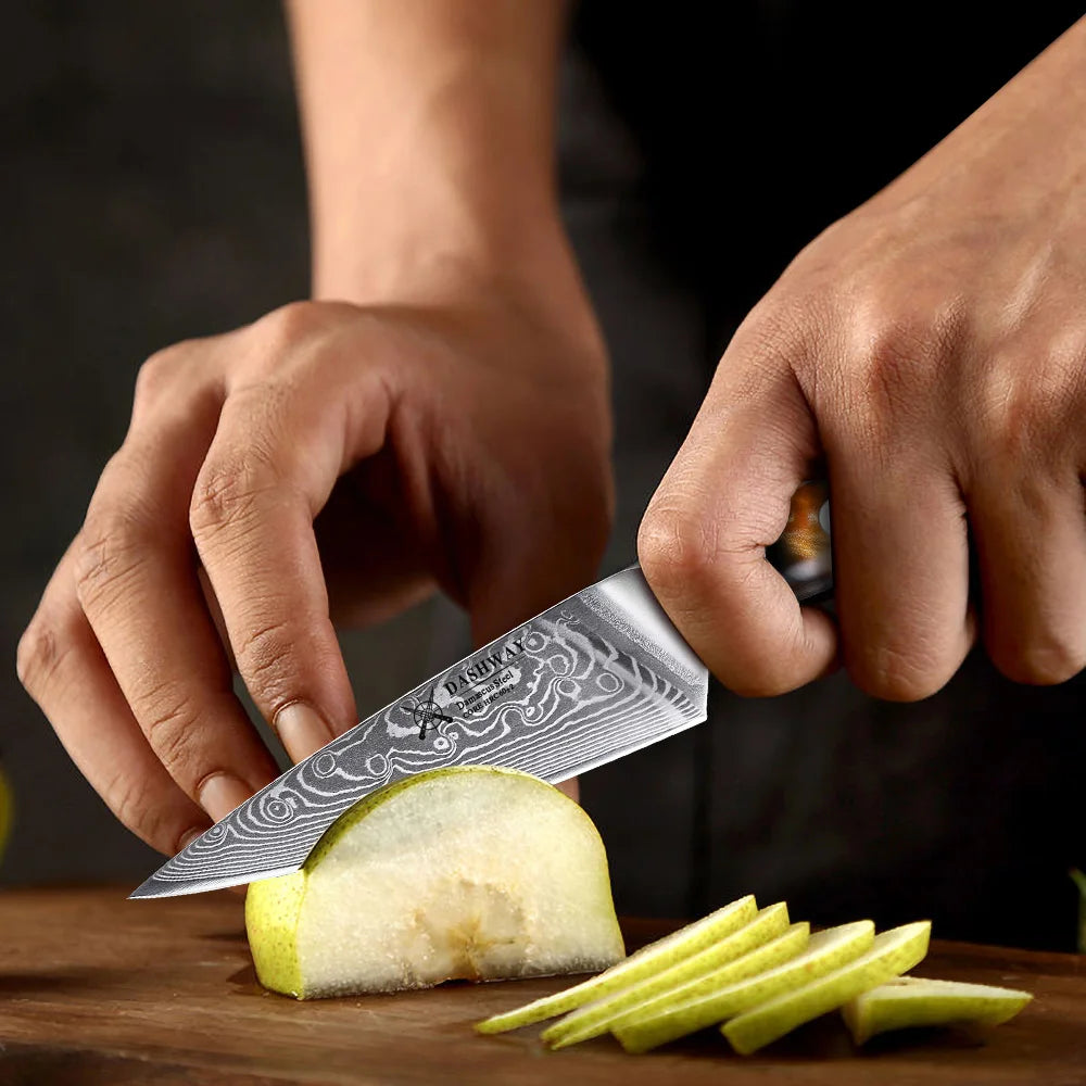 DASHWAY 3.5" Damascus Steel Paring Knife – VG10 Core Damascus Paring Knife Qst