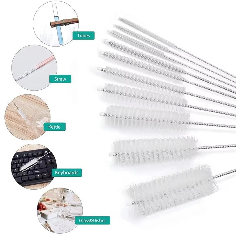 10-Piece Stainless Steel Straw & Pipe Cleaning Brush Set Cleaning Brush Set Qst