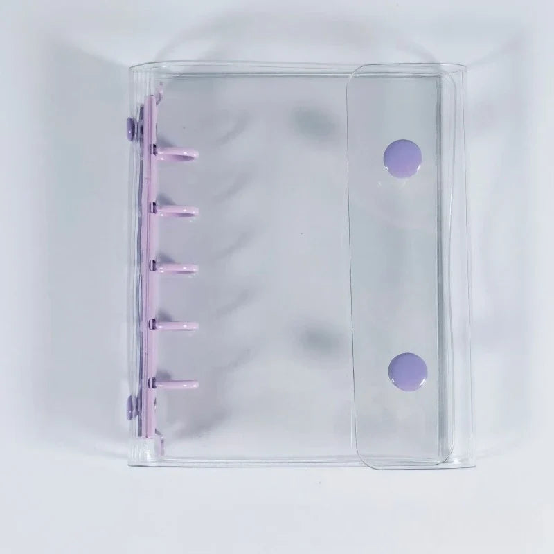 Transparent PVC Tri-fold Mini Notepad 5-Hole Binder Cover Mini Notepad Qme M5 Purple