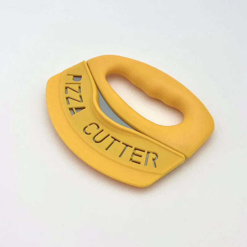Stainless Steel Pizza Cutter with Protective Sheath Semi-Circle Pizza Cutter Qme YELLOW