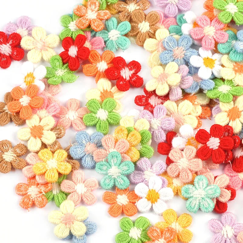 30pcs Mixed 12-Color Flower Patches for DIY Sewing & Crafts Fabric Flower Patches Qme