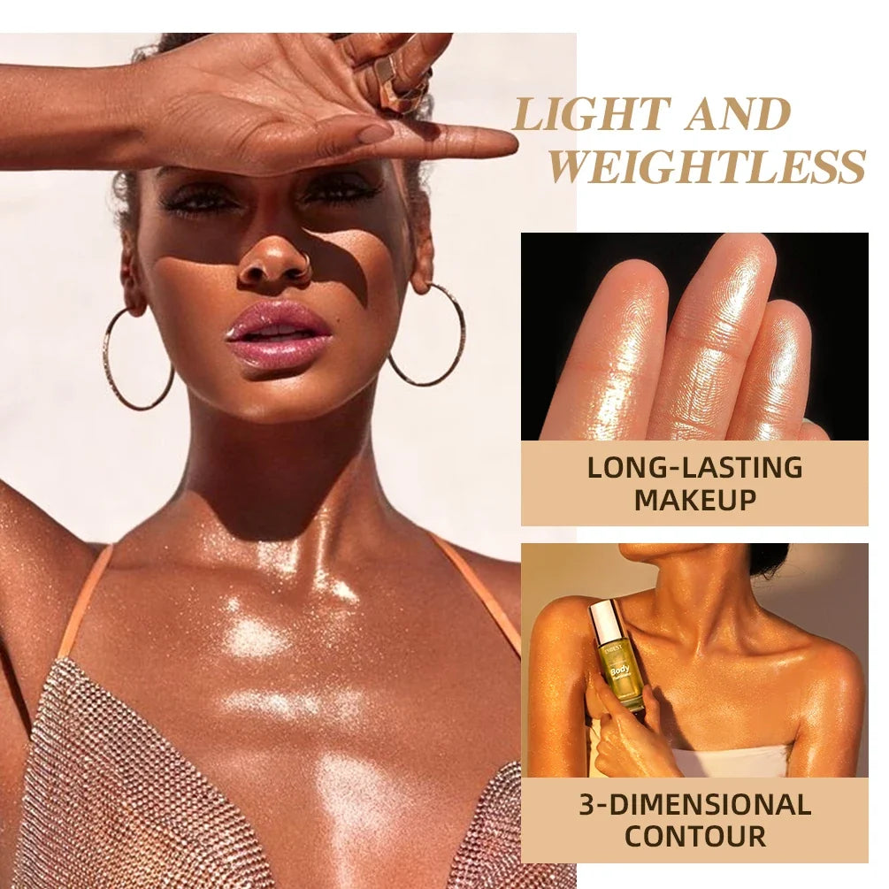 QIBEST 5-Color Liquid Highlighter Glitter Glow Makeup Liquid Highlighter Qme