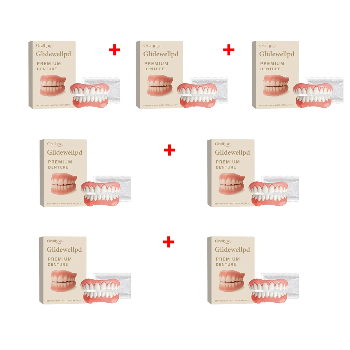 Oralhoe Soft Silicone Temporary Denture Set – Upper & Lower Temporary Denture Set Qst 7sets boxed