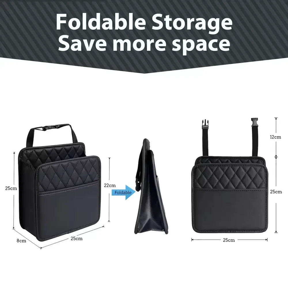 Leather Car Backseat Storage Bag & Trash Can Organizer Car Backseat Organizer Qme