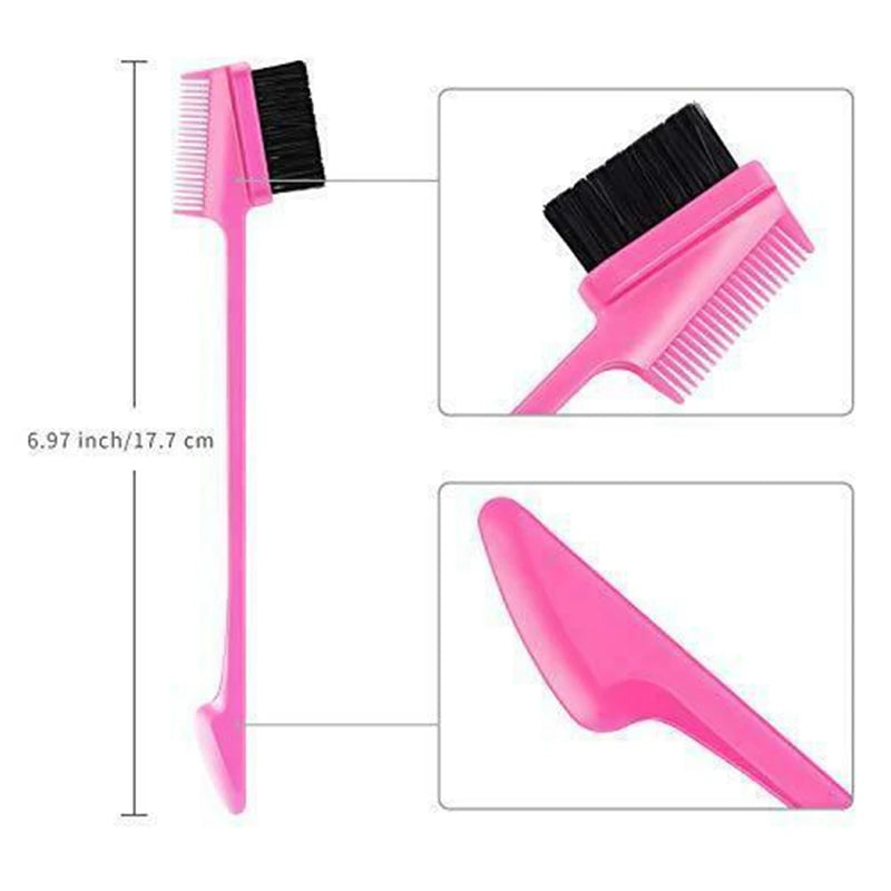 6-Pack 3-in-1 Hair Edge Brush & Double-Sided Comb Set Hair Edge Brush Set Qst