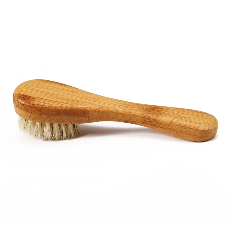 Natural Bristle Face & Body Brush – Exfoliating Skin Scrubber Facial Cleansing Brush Qme