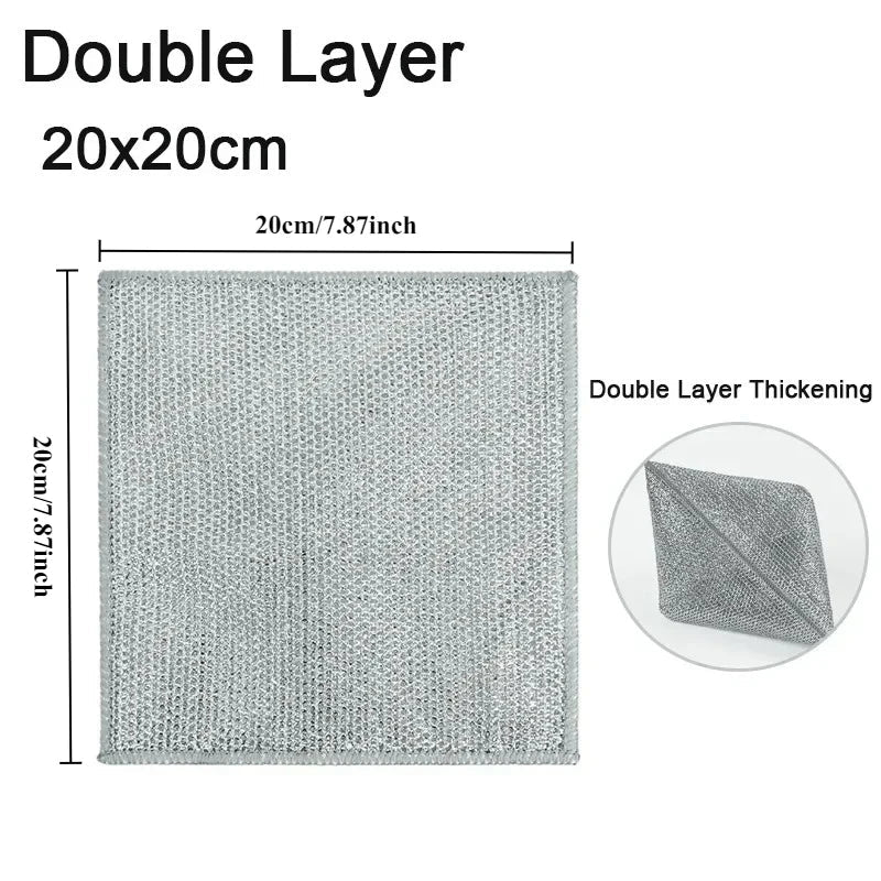 Double-Sided Metal Wire Kitchen Scrubber Dishcloth | 2 Colors Kitchen Scrubber Dishcloth Qme Double Layer 10PCS