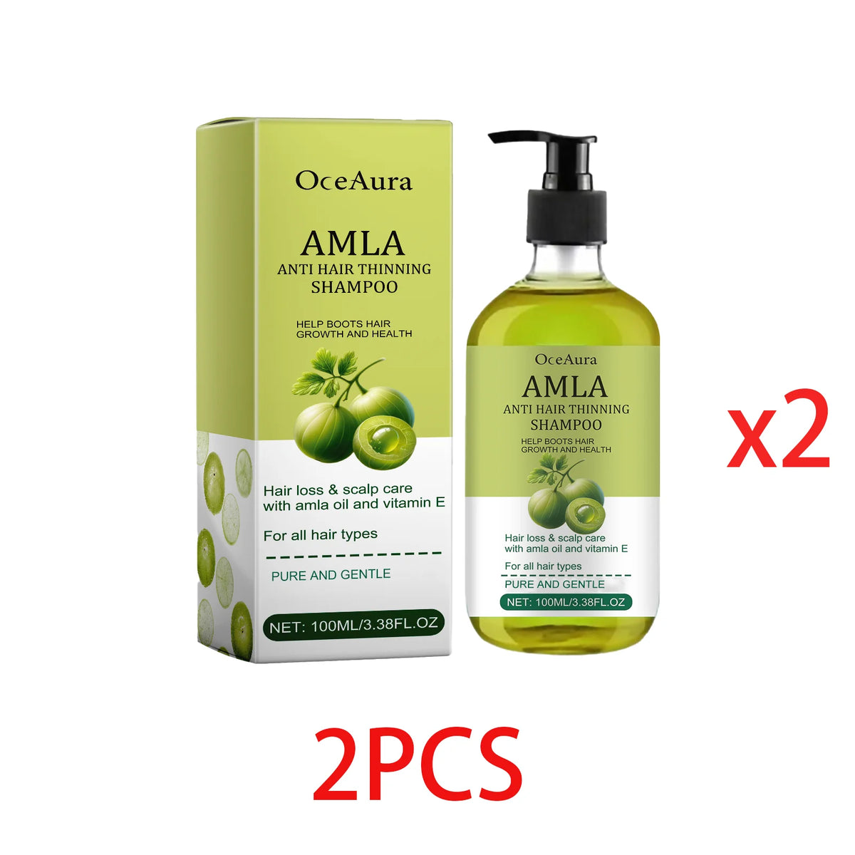 OceAura Amla Oil Shampoo – Volumizing & Strengthening Hair Growth Shampoo Qst 2 PCS