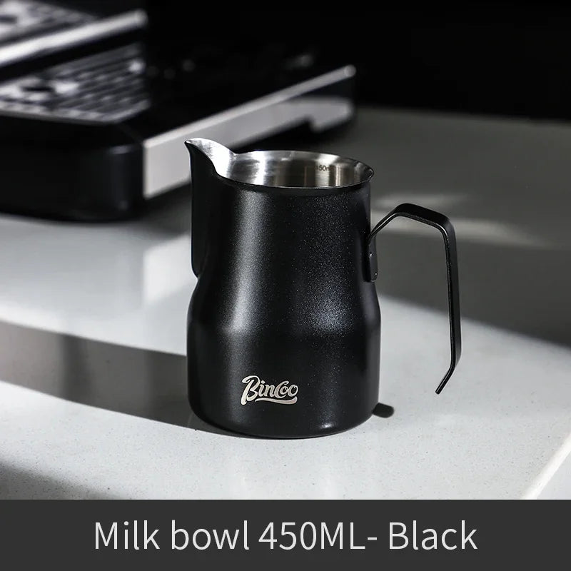 Bincoo Pink Stainless Steel Milk Frothing Pitcher 300/450ml Milk Frothing Pitcher Qst Black 450ml